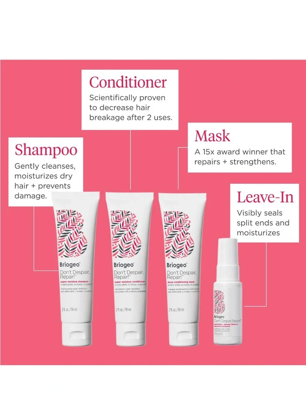 BRIOGEO Don't Despair, Repair! Strengthening + Hydrating Minis Kit NIB